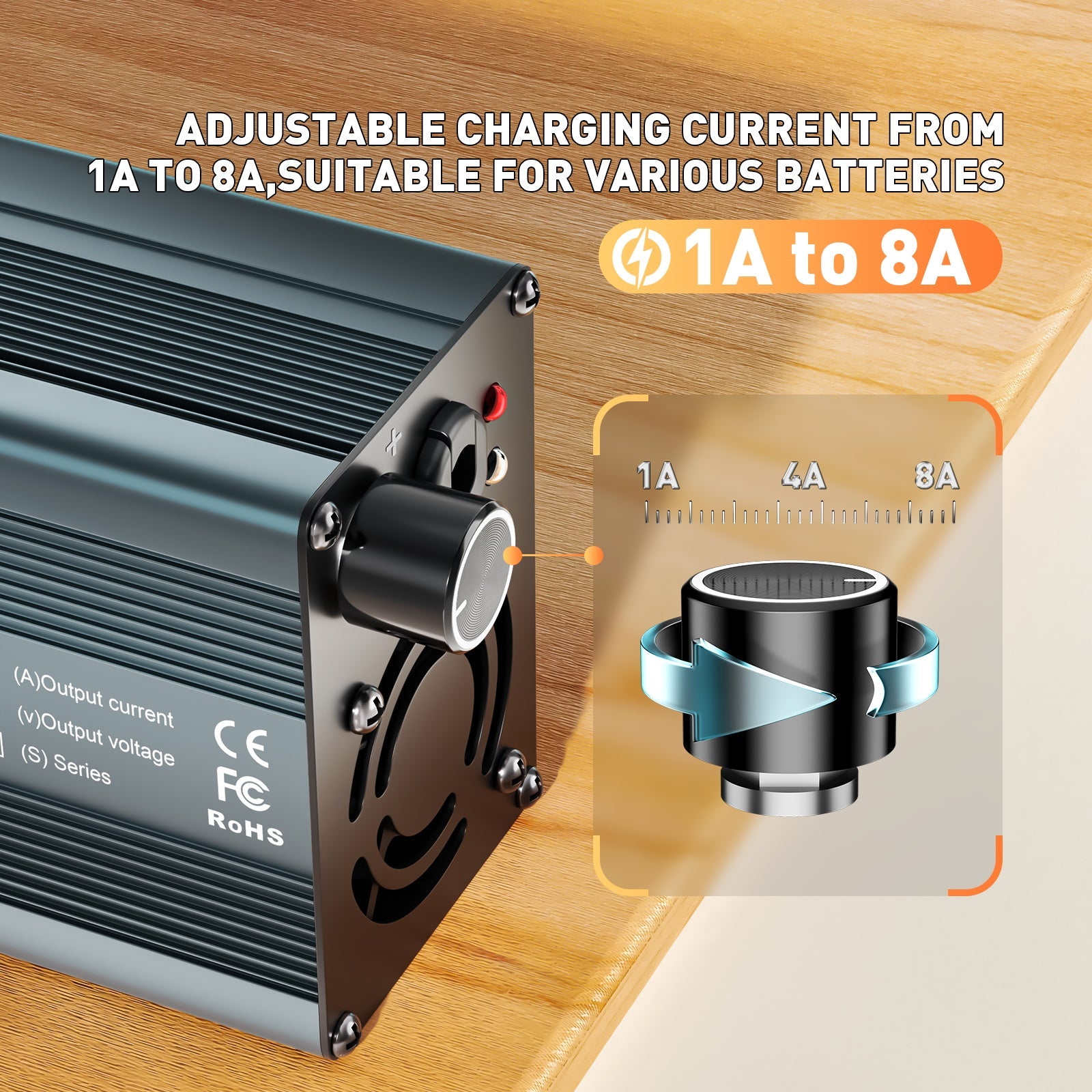 Suraziki 88,2V 1-8A justerbar litiumbatterilader for 21S 77,7V Li-ion / ternært litium / polymerbatteri, elsykkel scooter elektrisk motorsykkel batterilader
