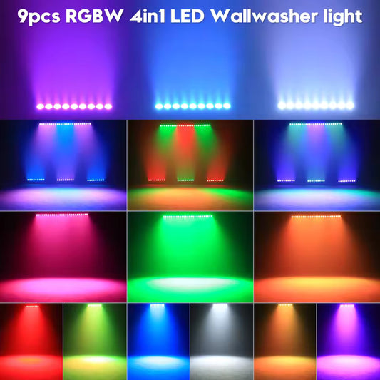 60W vegglampe, 9 LED-lys 4-i-1 RGBW-lys, scenelyseffekter, DJ-festlys, projektorlys, egnet for diskotek