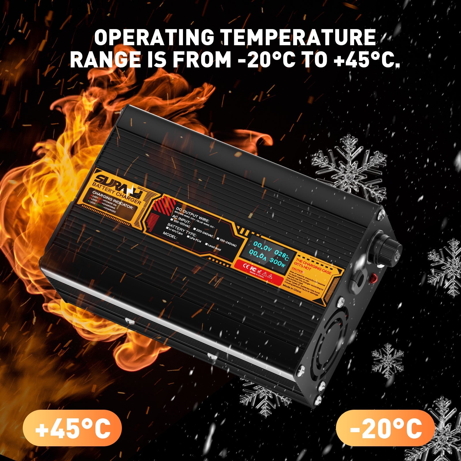 Suraziki Lithium 75.6V 3A Battery Charger for 66.6V Lithium-ion polymer batteries, LED Display, Full Protection，Aluminum alloy shell