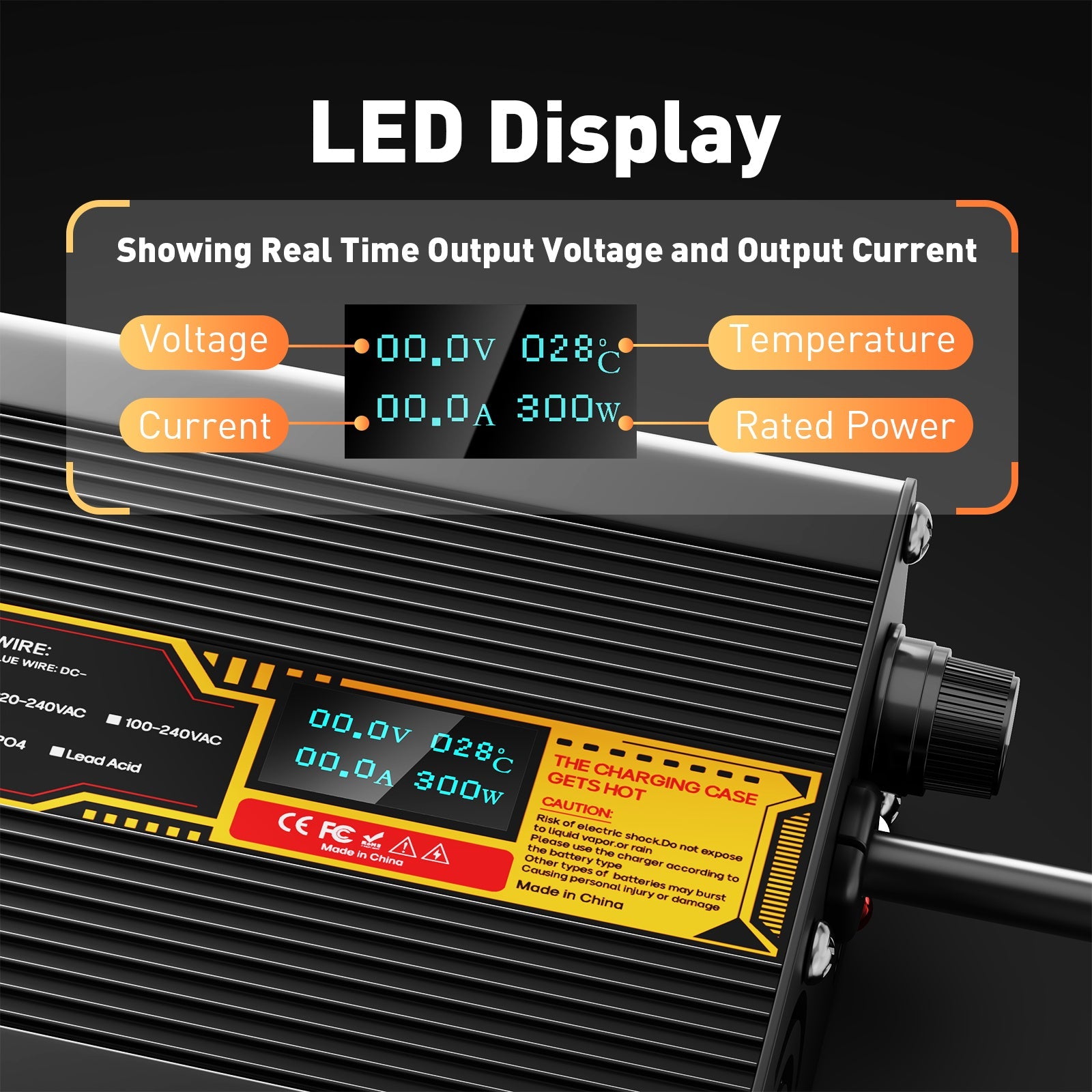 Suraziki Lithium 75.6V 3A Battery Charger for 66.6V Lithium-ion polymer batteries, LED Display, Full Protection，Aluminum alloy shell