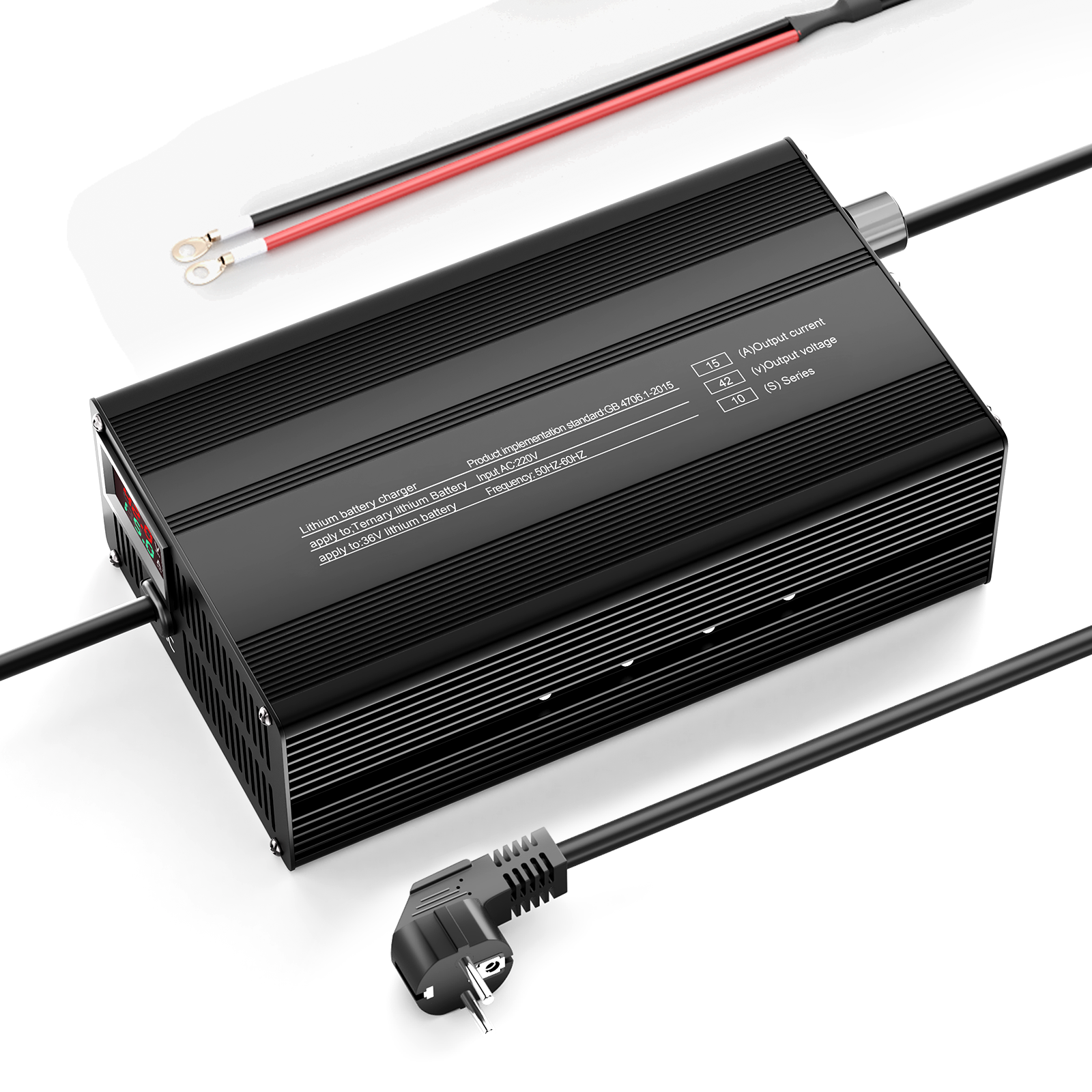Suraziki 42V 1-15A Current Adjustable Lithium Battery Charger for 10S 37V Li-Ion/Ternary Lithium/Polymer Batteries, Ebike Scooter Battery Charger