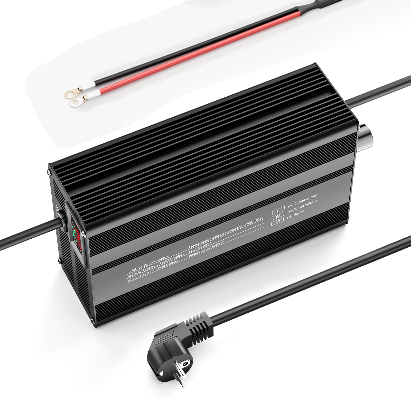 Suraziki 84V 1-15A justerbar litiumbatterilader for 20S 74V Li-ion/ternære litium-/polymerbatterier, batterilader for elsykkel og sparkesykkel