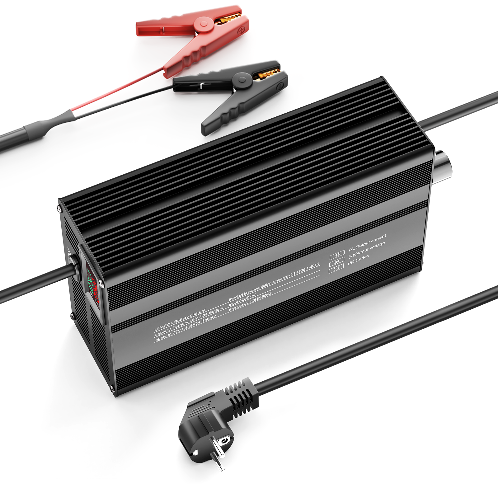 Suraziki 84V 1-15A justerbar litiumbatterilader for 20S 74V Li-ion/ternære litium-/polymerbatterier, batterilader for elsykkel og sparkesykkel