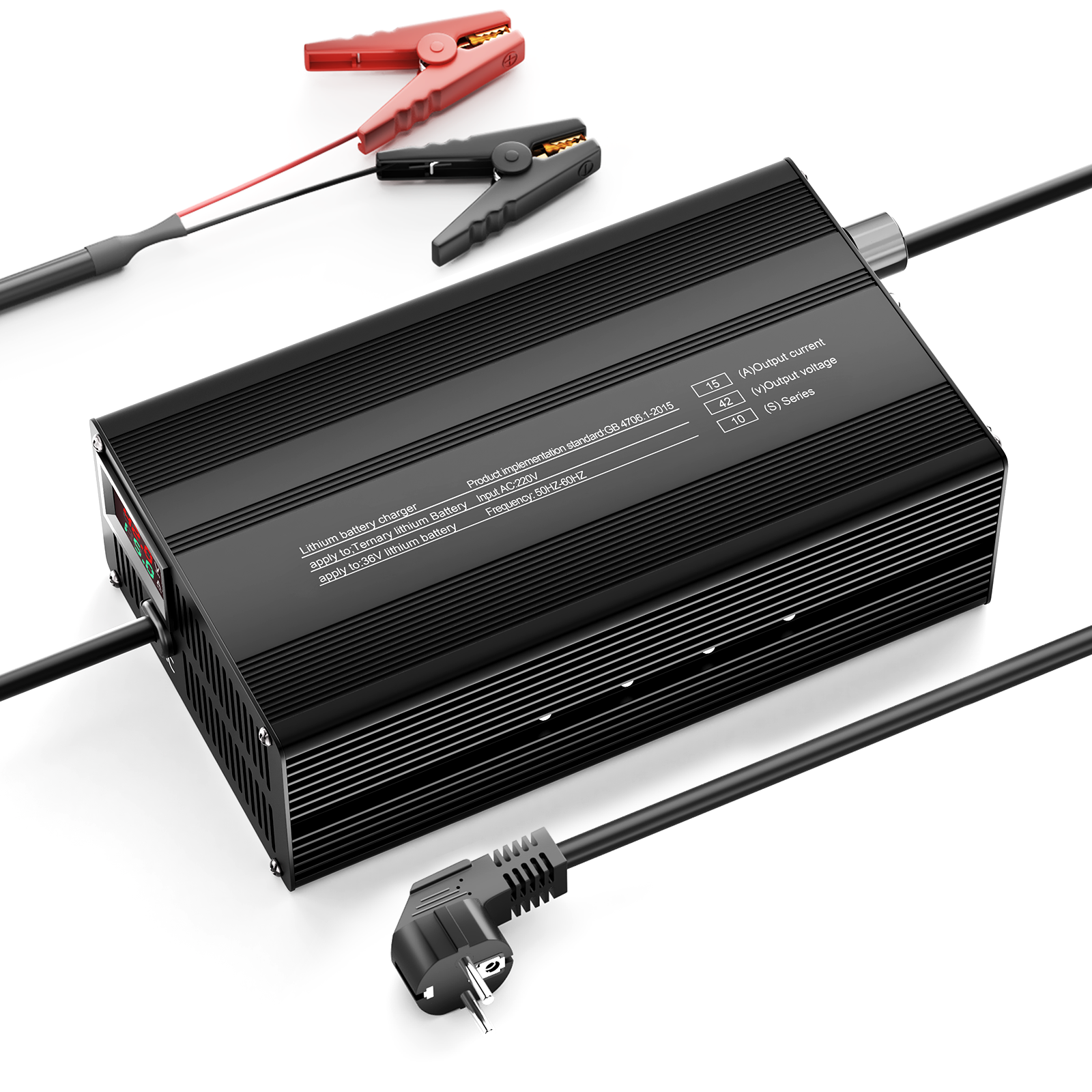 Suraziki 42V 1-15A Current Adjustable Lithium Battery Charger for 10S 37V Li-Ion/Ternary Lithium/Polymer Batteries, Ebike Scooter Battery Charger