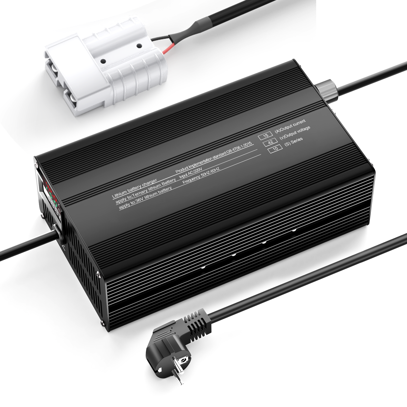 Suraziki 42V 1-15A Current Adjustable Lithium Battery Charger for 10S 37V Li-Ion/Ternary Lithium/Polymer Batteries, Ebike Scooter Battery Charger