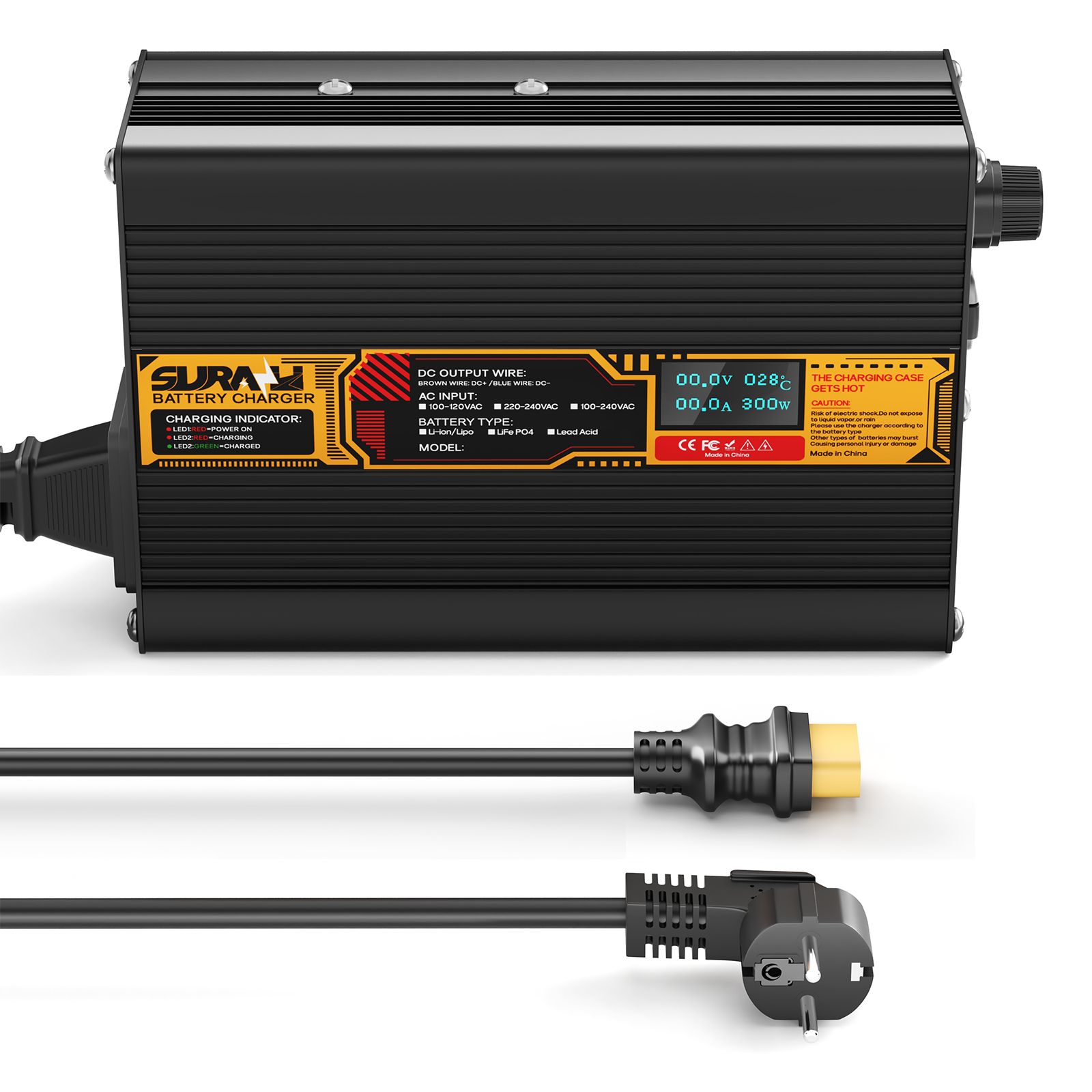 Suraziki Lead Acid Battery 36V 6A Battery Charger for 36V Lead Acid AGM GEL Deep Cycle and Auto Starting Batteries, LED Display, Full Protection，Aluminum alloy shell