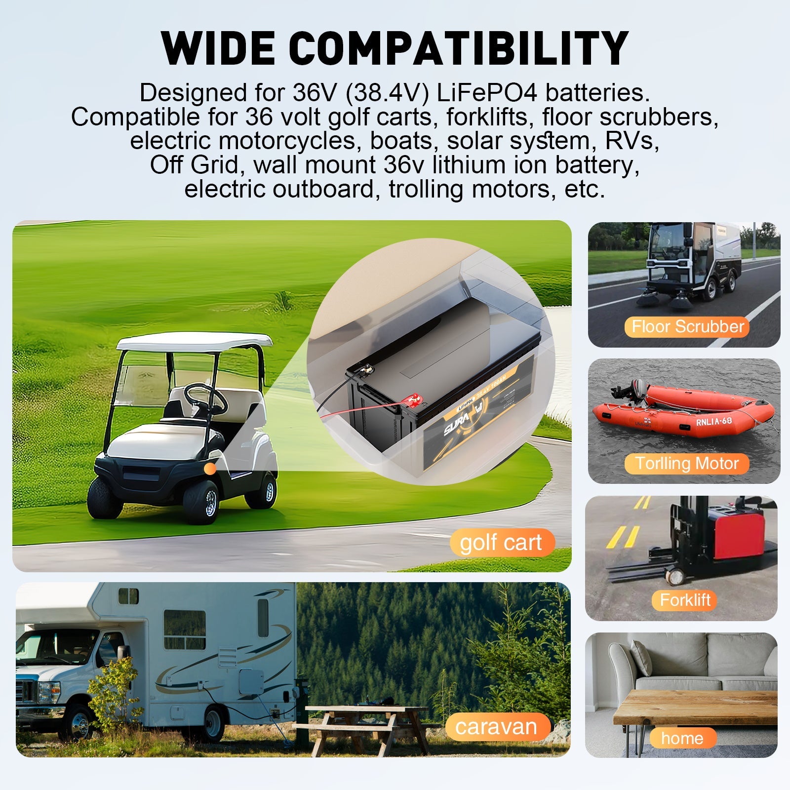 Suraziki 36V 25A litium Lifepo4 batterilader, 43,8V ladespenning for 36V (38,4V) 12S Batteri, vanntett, 0V BMS-aktivering, med låsekabel for elbiler, elsykler og golfbiler