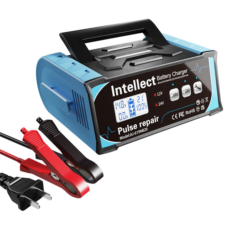 Smart 400W pulserende batterilader for 12V/24V kjøretøy - Overlading, kortslutning og overopphetingsbeskyttelse