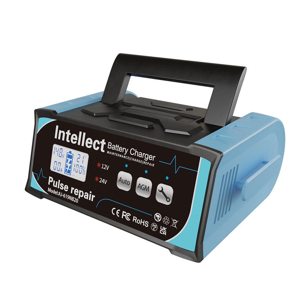 Smart 400W pulserende batterilader for 12V/24V kjøretøy - Overlading, kortslutning og overopphetingsbeskyttelse