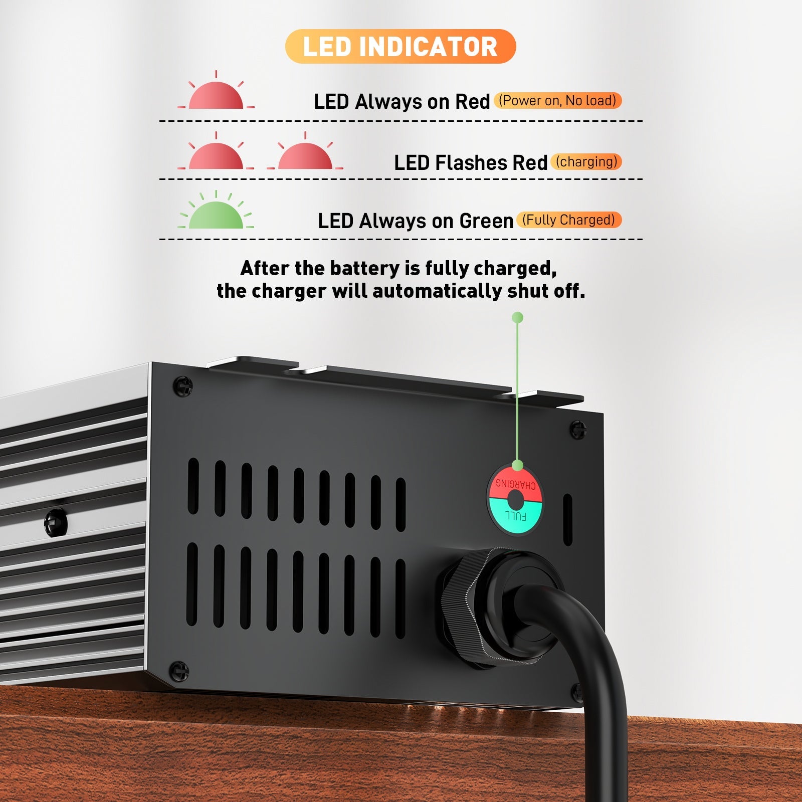 12V 50A hurtig litium LiFePO4-batterilader, ladespenning 14,6V, 0V BMS-aktivering, automatisk avkobling, solcellebatterilader til bobil og båt