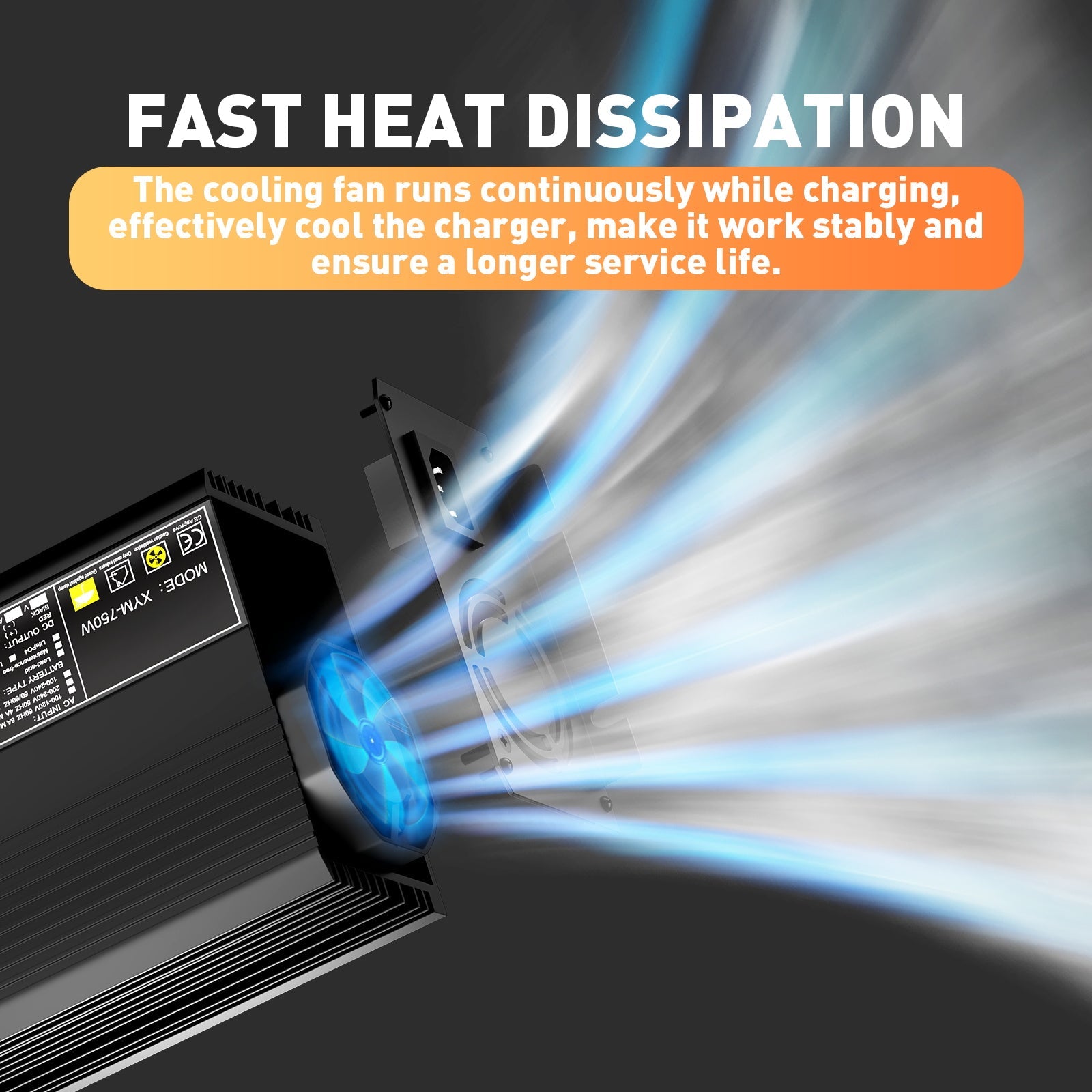 12V 30A LiFePO4 batterilader, ladespenning 14,6V, 0V BMS aktivering, automatisk avstengning, med Anderson 50A hurtigladekontakt